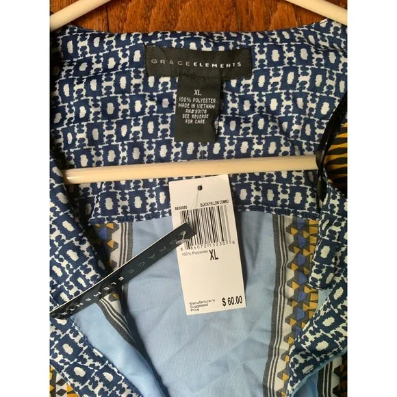 Grace Elements Multi-color Button Plackett Tunic/Shift Dress Size XL NWT - Picture 3 of 3